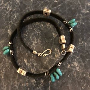 HANDMADE LEATHER AND TURQUOISE DOUBLE WRAP BRACELET